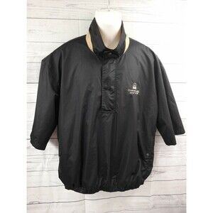 Vtg Ahead Authentic Black Jacket Windbreaker Sz L Harbor Lakes Golf Clubs